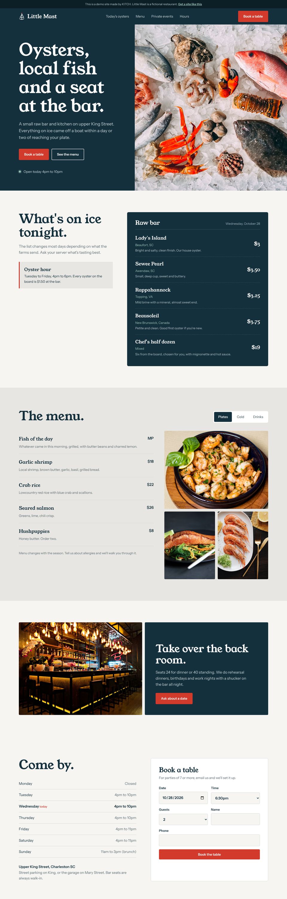 The Little Mast concept site, scrolling from top to bottom