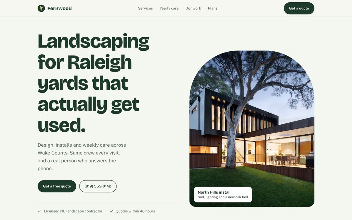 Fernwood Landscape Co. homepage