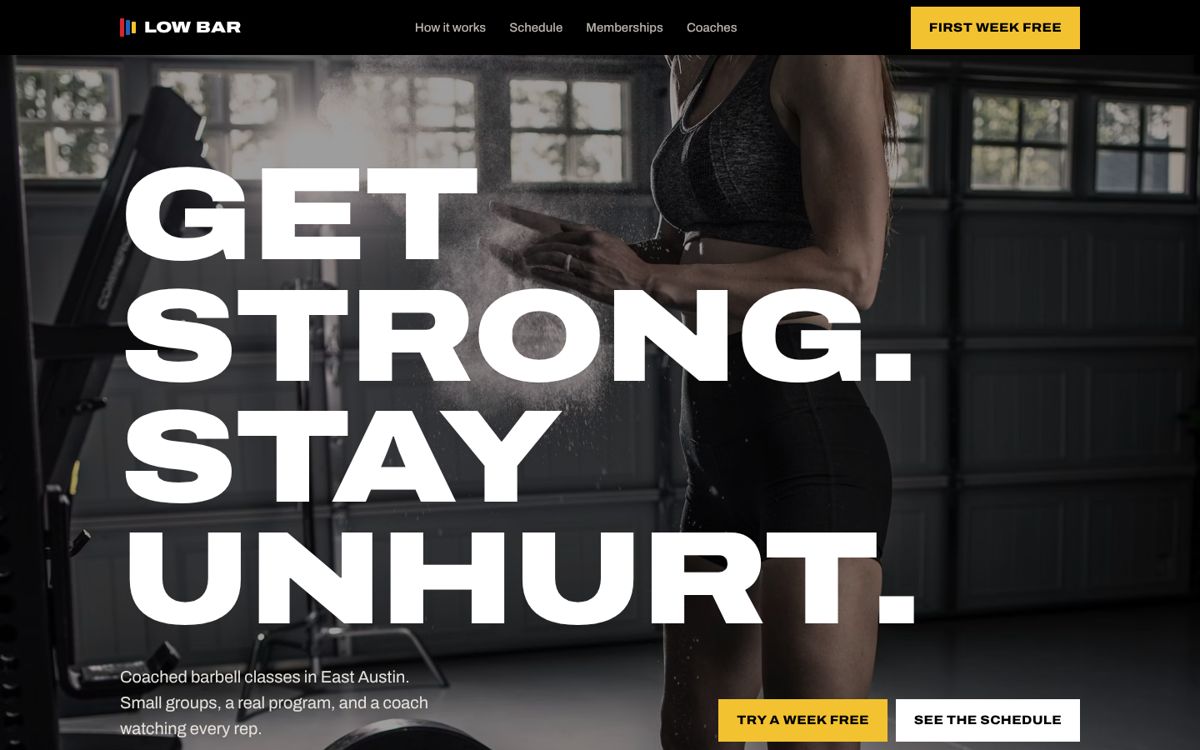 Low Bar Strength Club homepage